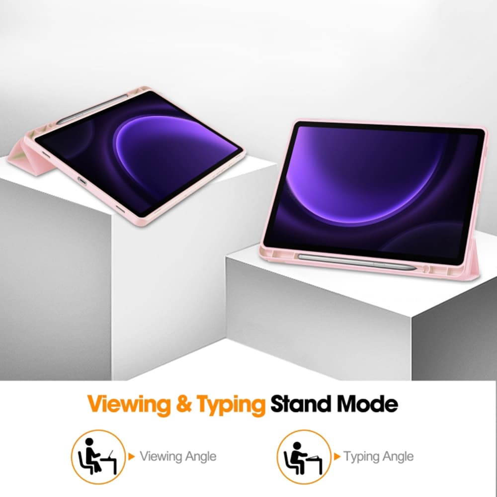 Techsuit Flex Trifold s držákem na tužku Samsung Galaxy Tab S9 S9 FE S10 FE růžový - náhled 2