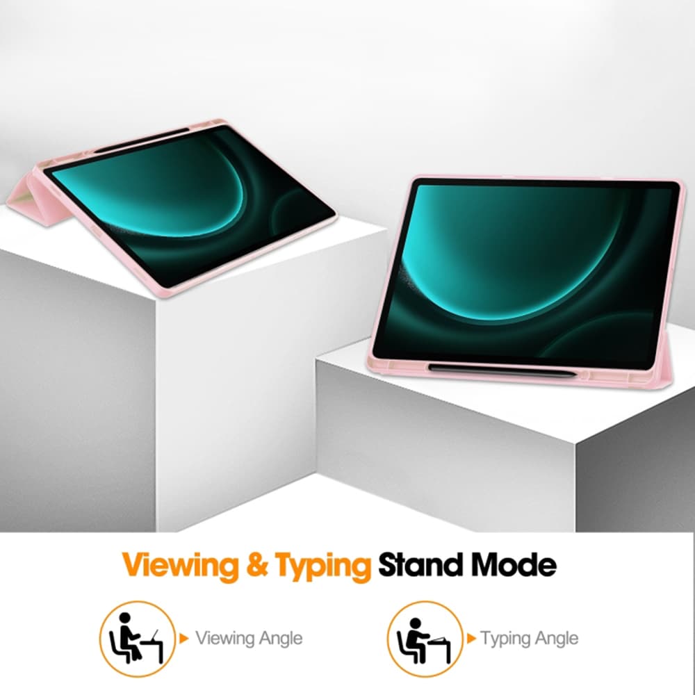 Techsuit Flex Trifold s držákem tužky Samsung Tab S9 Plus Růžový - náhled 2