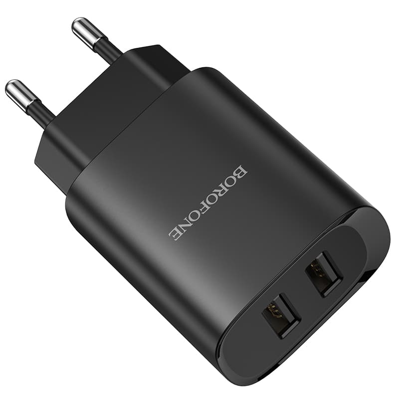 Cestovní adaptér Borofone BN2 Dual 2.1A černý - náhled 2