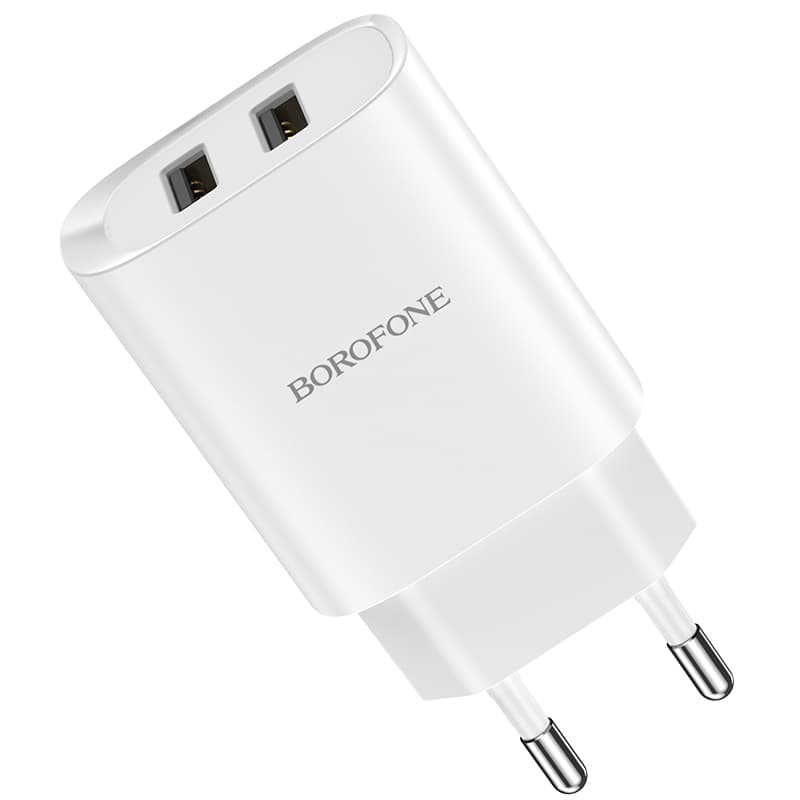 Cestovní adaptér Borofone BN2 Dual 2.1A bílý - náhled 2