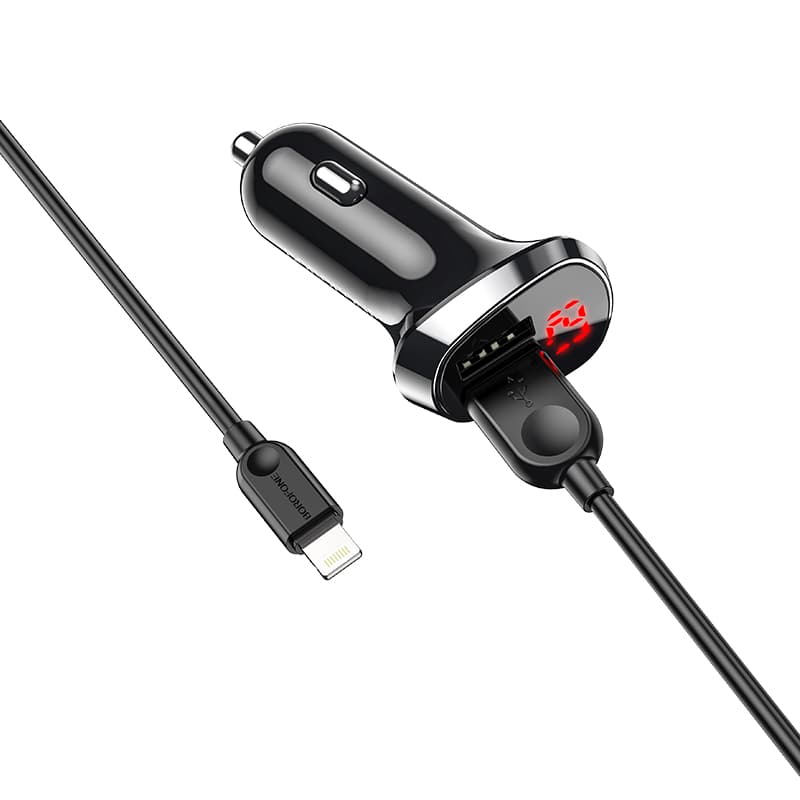 Nabíječka do auta Borofone BZ15 vč. Lightning kabelu Dual 2.4A černá - náhled 2
