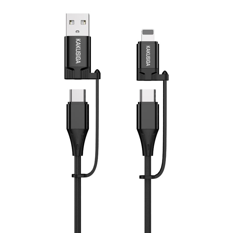 Kabel KAKU KSC-654 Tuojie 4 v 1 - USB + Type C na Type C + Lightning - 1,2 metru černý - náhled 2