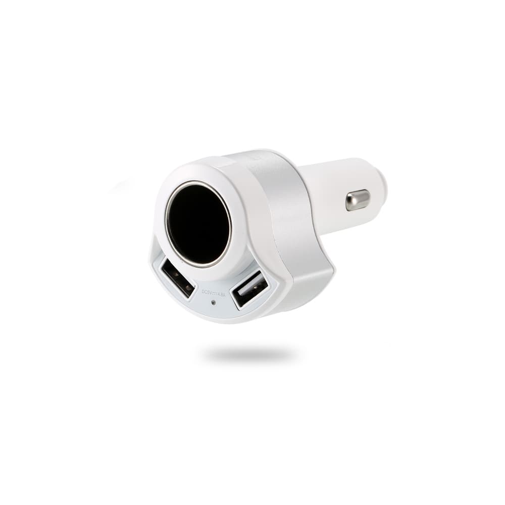 Adaptér do auta REMAX RCC-218 2xUSB-A + zásuvka do zapalovače 24W bílý - náhled 2