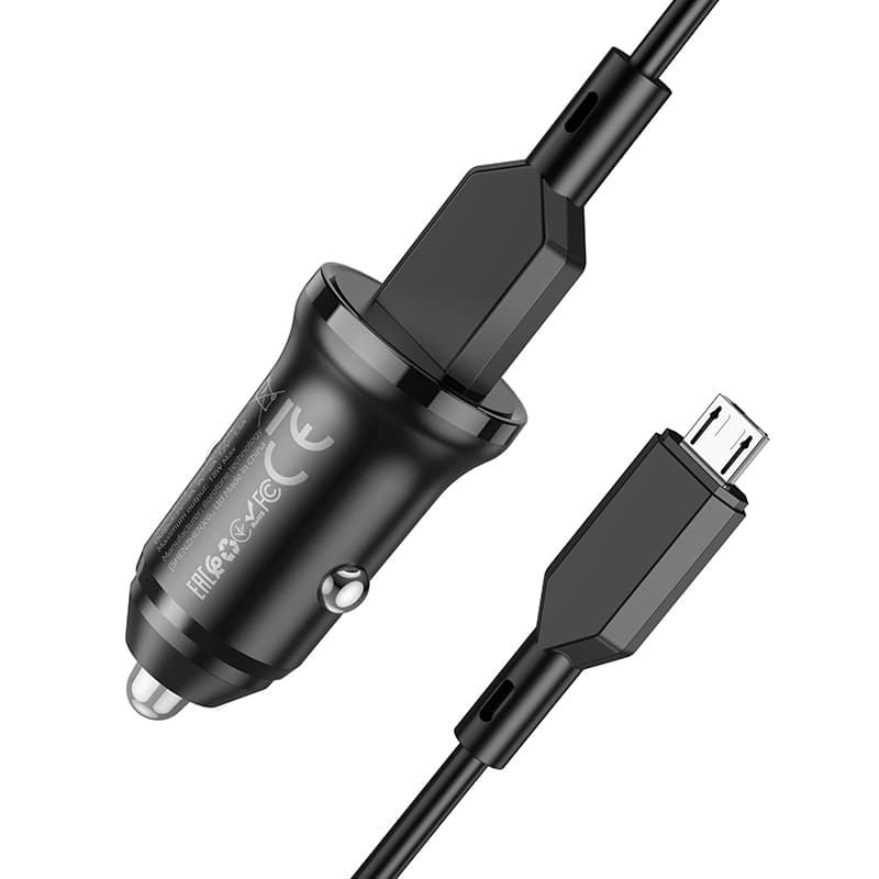 Rychlonabíječka do auta Borofone BZ18 vč. microUSB datového kabelu 18W černá - náhled 2