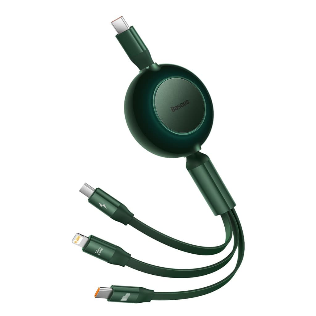 Kabel Baseus Bright Mirror 3 v 1 - Typ C na Micro USB, Lightning, Typ C - 100W 1,1 metru (CAMJ010206) zelený - náhled 2