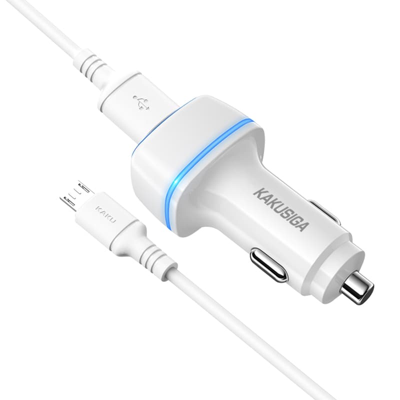 Nabíječka do auta KAKU KSC-528 vč. microUSB datového kabelu Dual 2.8A bílá - náhled 2