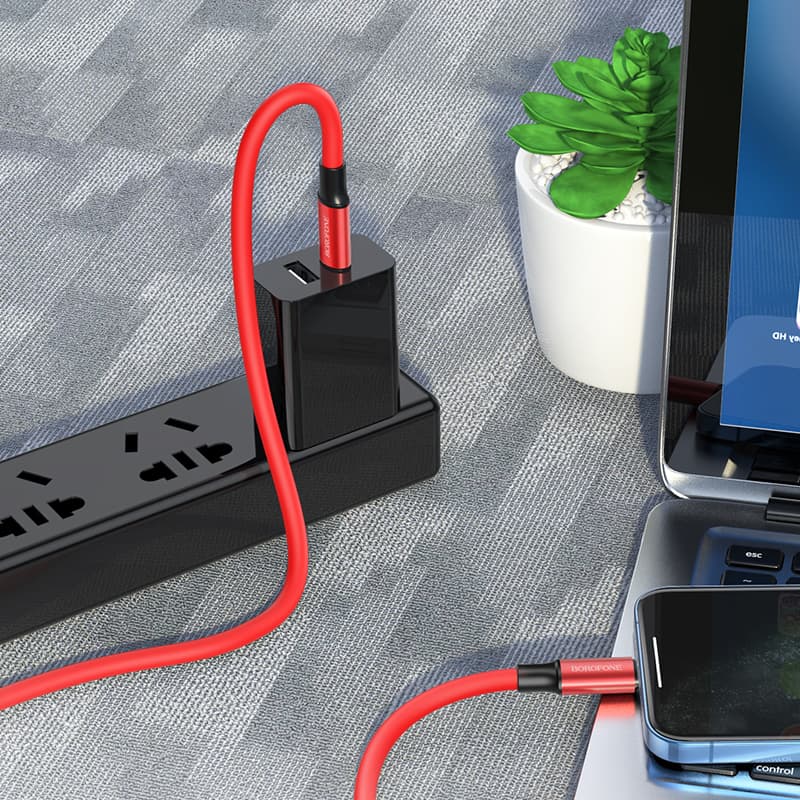 Kabel Borofone BX82 Bountiful - USB na typ C - 3A 1 metr červený - náhled 2