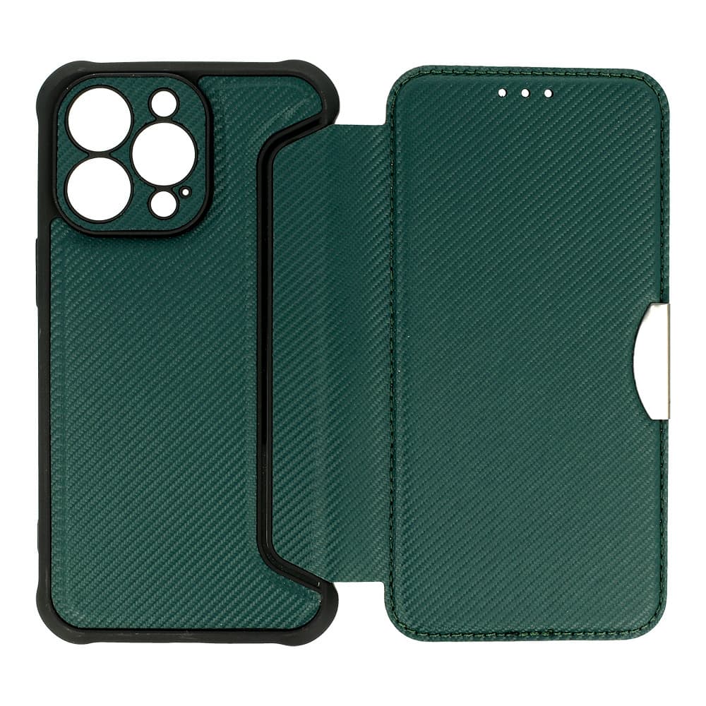 Pouzdro Razor Carbon Book pro Iphone 14 Pro Max tmavě zelené - náhled 2