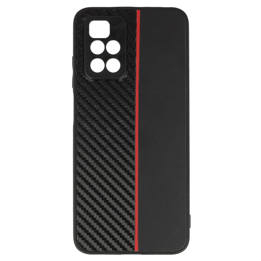 Kryt Tel Protect CARBON pro Xiaomi Redmi 10 černý s červeným pruhem - náhled 2