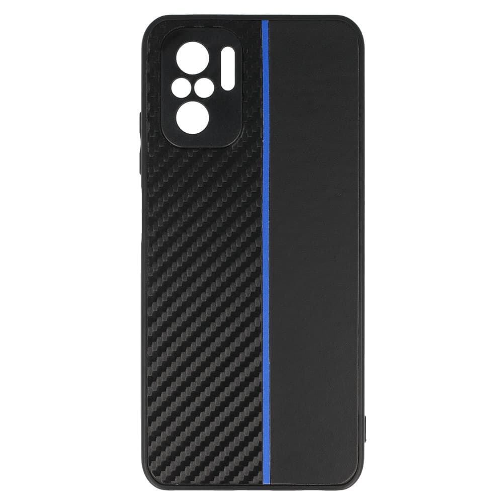 Tel Protect CARBON pouzdro pro Xiaomi Redmi Note 10/Note 10S/Poco M5S černé s modrým pruhem - náhled 2
