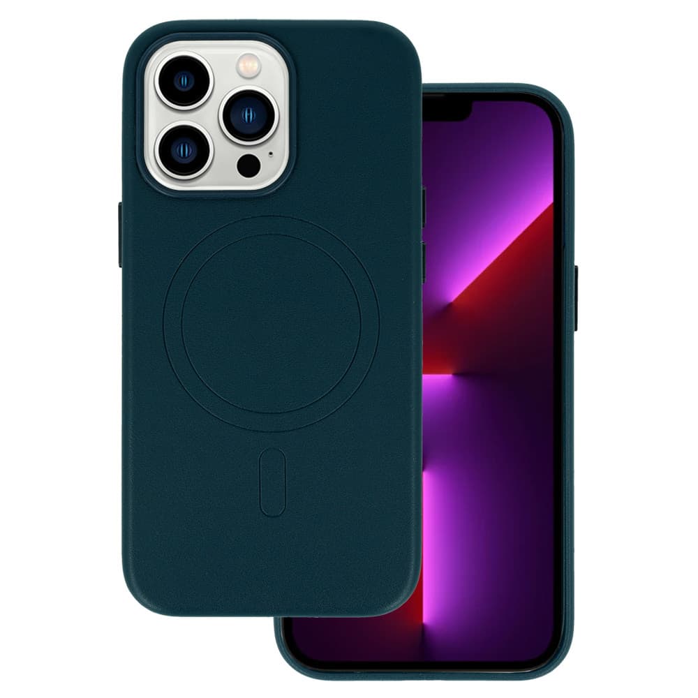 Zadní kryt MagSafe Leather pro Iphone 15 Plus Navy - náhled 2
