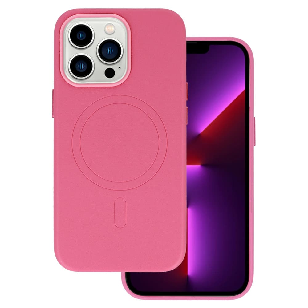 Zadní kryt MagSafe Leather pro Iphone 15 Plus Pink - náhled 2
