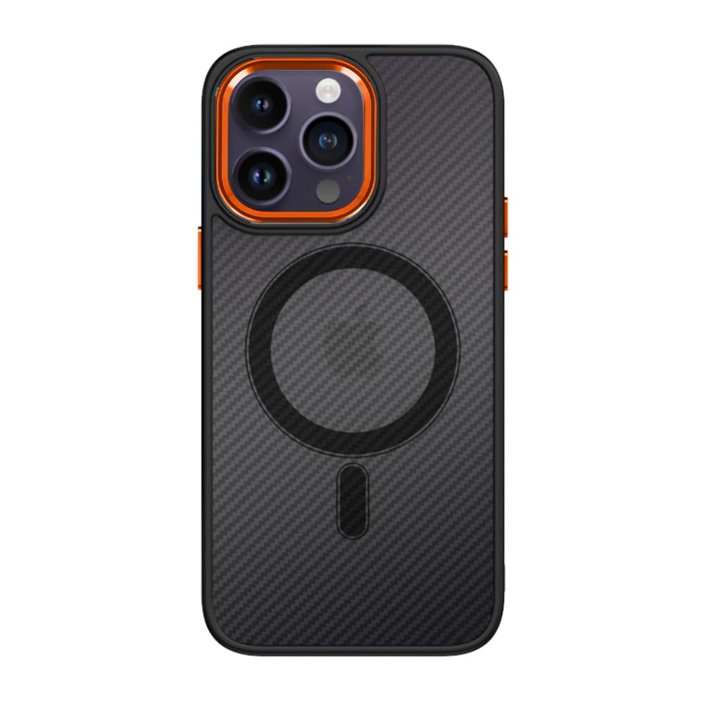 Tel Protect Magnetic Carbon Case pro Iphone 15 Plus Black-orange - náhled 2