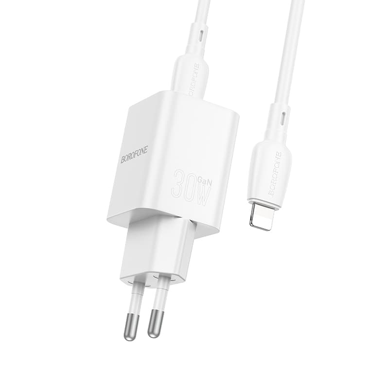 Rychlonabíječka Borofone BN14 vč. datového kabelu Lightning Dual 30W bílá - náhled 2