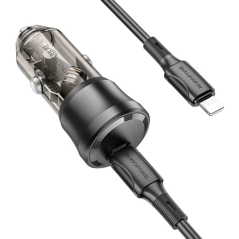 Rychlonabíječka do auta Borofone BZ24 vč. datového kabelu Lightning 20W černá - náhled 2