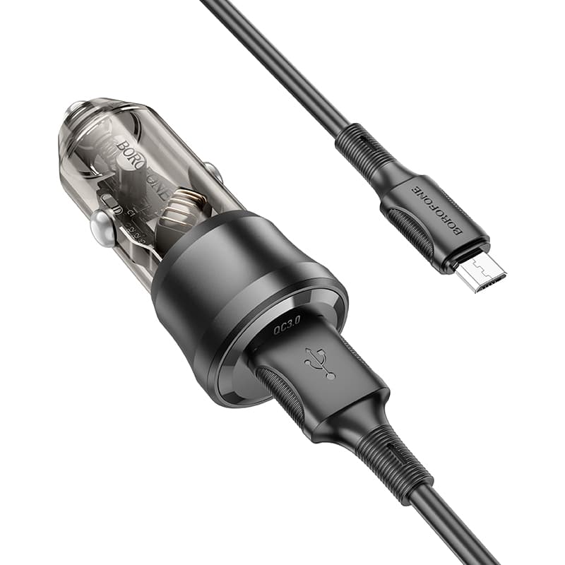 Rychlonabíječka do auta Borofone BZ23 vč. datového kabelu micro-USB 18W černá - náhled 2