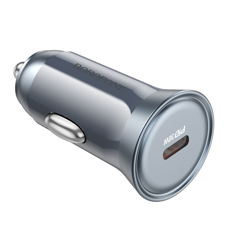 Adaptér do auta Borofone BZ26 s funkcí rychlonabíjení 30W šedý - náhled 2