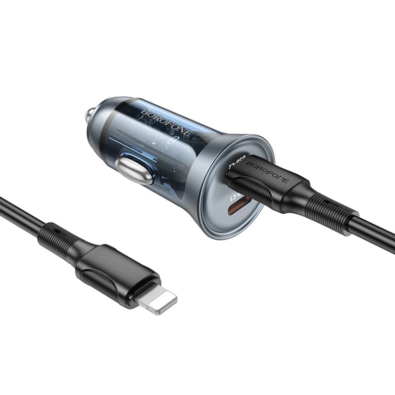 Rychlonabíječka Borofone BZ26B vč. datového kabelu Lightning Dual 45W transparentní-modrá - náhled 2