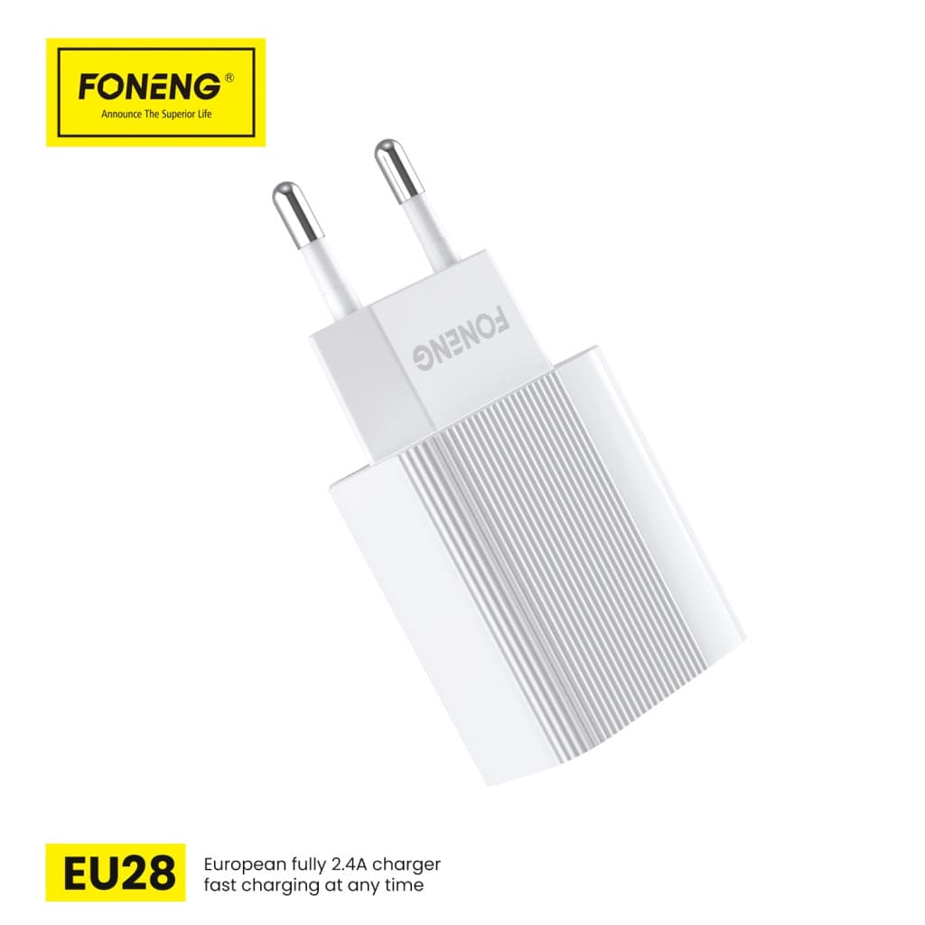 Nabíječka Foneng EU28 - USB - 2.4A s kabelem USB typu C bílá - náhled 2