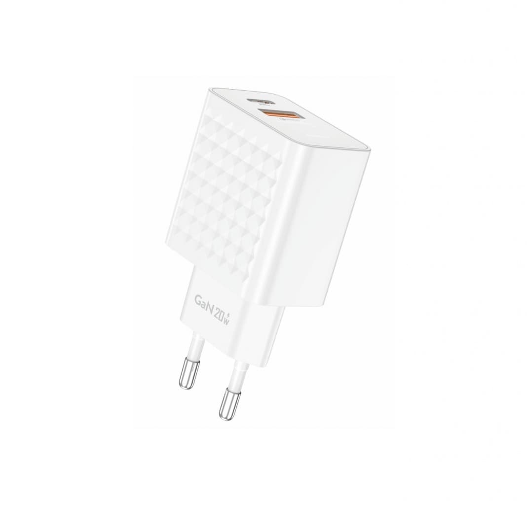 Adaptér Foneng EU42 GaN - USB + Type C - PD 20W 3A bílý - náhled 2