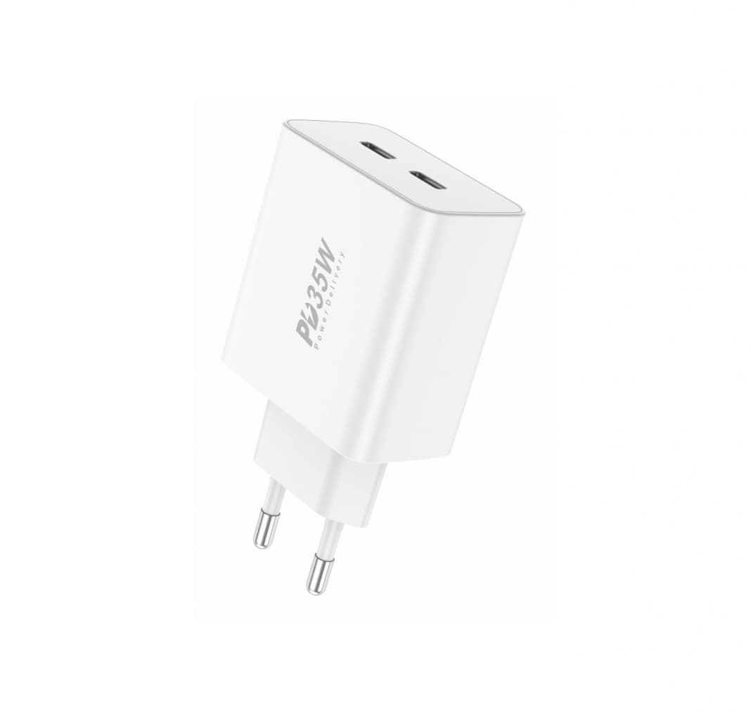 Adaptér Foneng EU50 - 2xTyp C - PD 35W 3A bílý - náhled 2