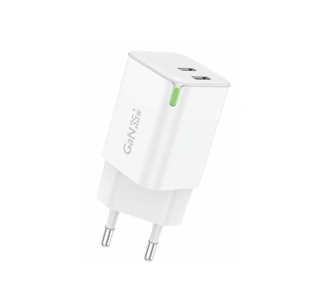 Adaptér Foneng GAN35 GaN - 2xTyp C - PD 35W 3A bílý - náhled 2