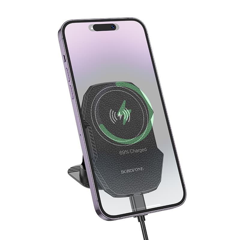 Držák na mobil s funkcí bezdrátového nabíjení Borofone BH216 Adelante černý - náhled 2