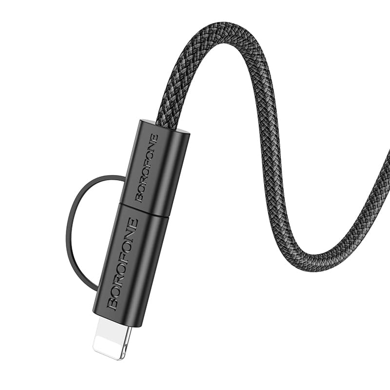 Datový kabel Borofone BX104 Primo - Type C na Type C + Lightning - 60W 3A 1 metr černý - náhled 2
