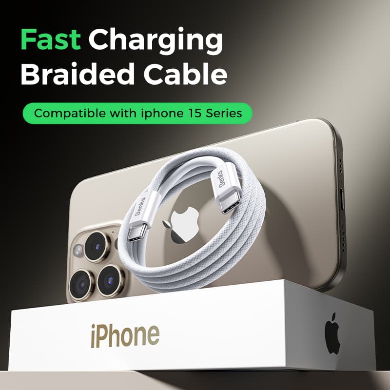 Datový kabel Benks D46 - Type C to Lightning - PD 27W 3A 1 m bílý - náhled 2
