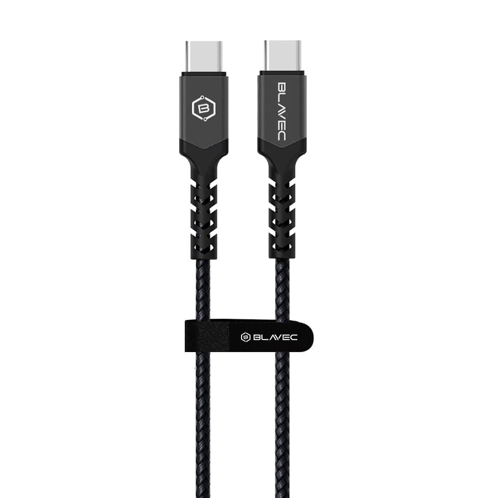 Datový kabel Blavec Raptor Braided - typ C na typ C - PD 60W 3A 1m (CRA-CC3BG10) černo-šedý - náhled 2