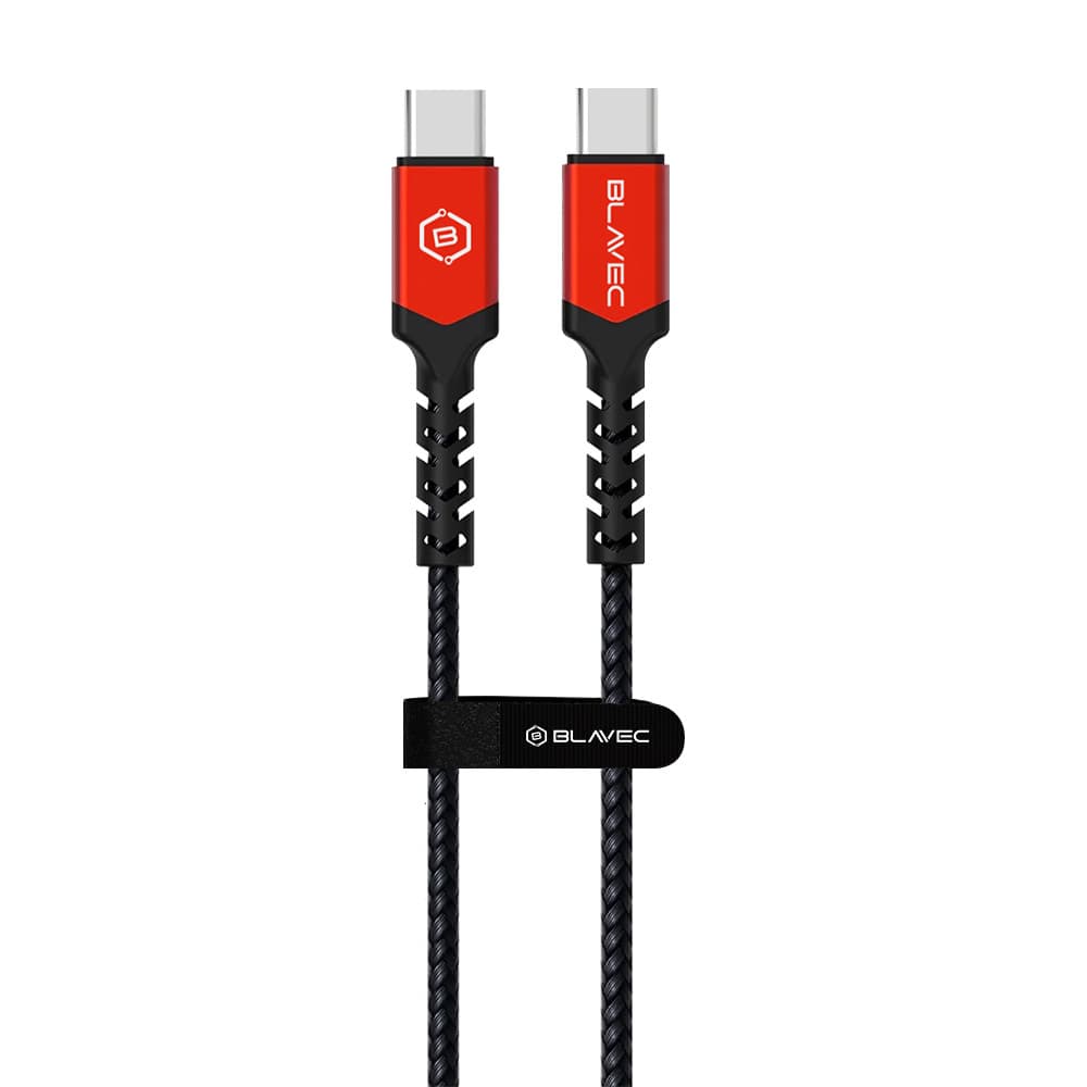 Datový kabel Blavec Raptor Braided - typ C na typ C - PD 100W 5A 2m  (CRA-CC5BR20) černo-červený - náhled 2