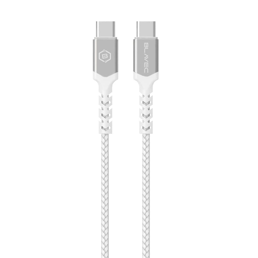 Datový kabel Blavec Raptor Braided - typ C na typ C - PD 60W 3A 0,25m (CRA-CC3WS025) bílo-stříbrný - náhled 2