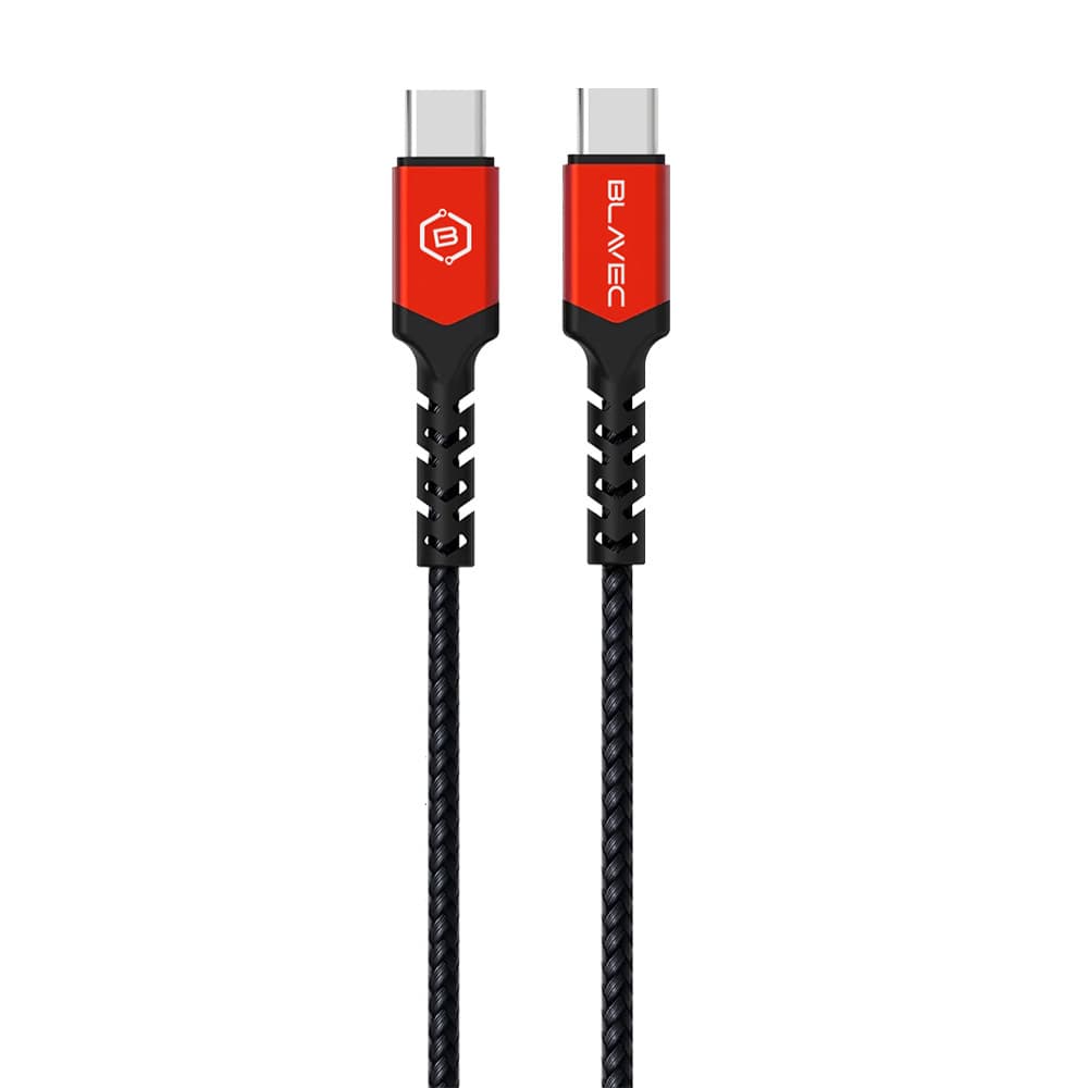 Datový kabel Blavec Raptor Braided - typ C na typ C - PD 60W 3A 0,25m (CRA-CC3BR025) černo-červený - náhled 2