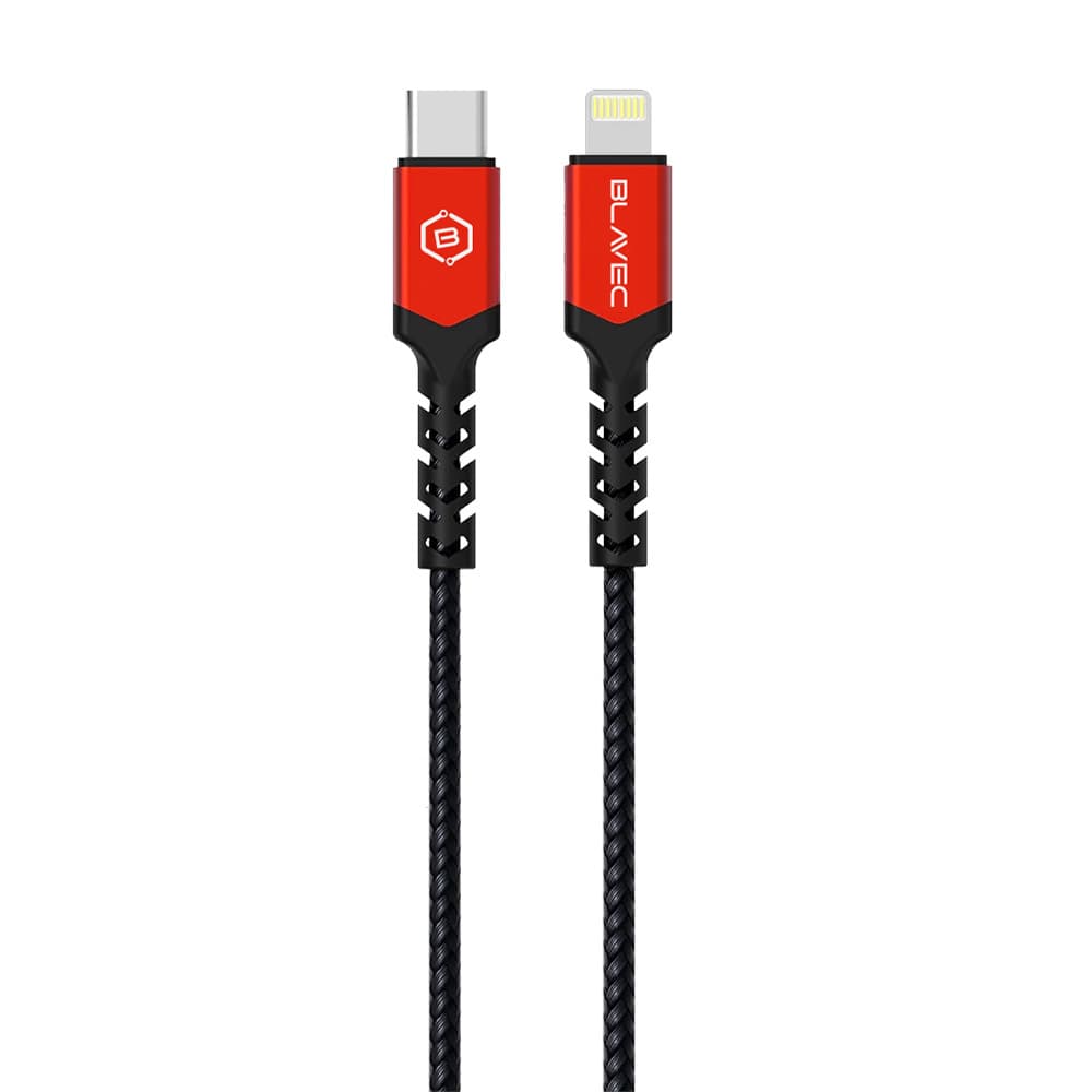 Datový kabel Blavec Raptor Braided - Type C to Lightning - PD 20W 2,4A 0,25m (CRA-CL24BR025) černo-červený - náhled 2