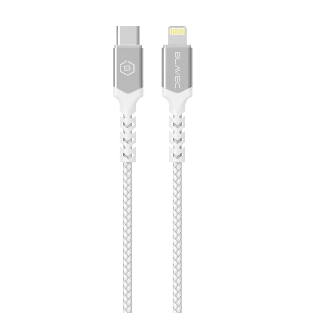 Datový kabel Blavec Raptor Braided - Type C to Lightning - PD 20W 2,4A 0,25m (CRA-CL24WS025) bílo-stříbrný - náhled 2