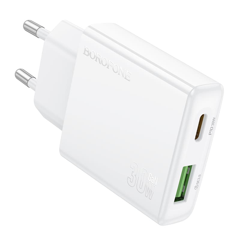 Adaptér Borofone BN25 Wish (Ultra Thin) s funkcí rychlonabíjení Dual 30W bílý - náhled 2