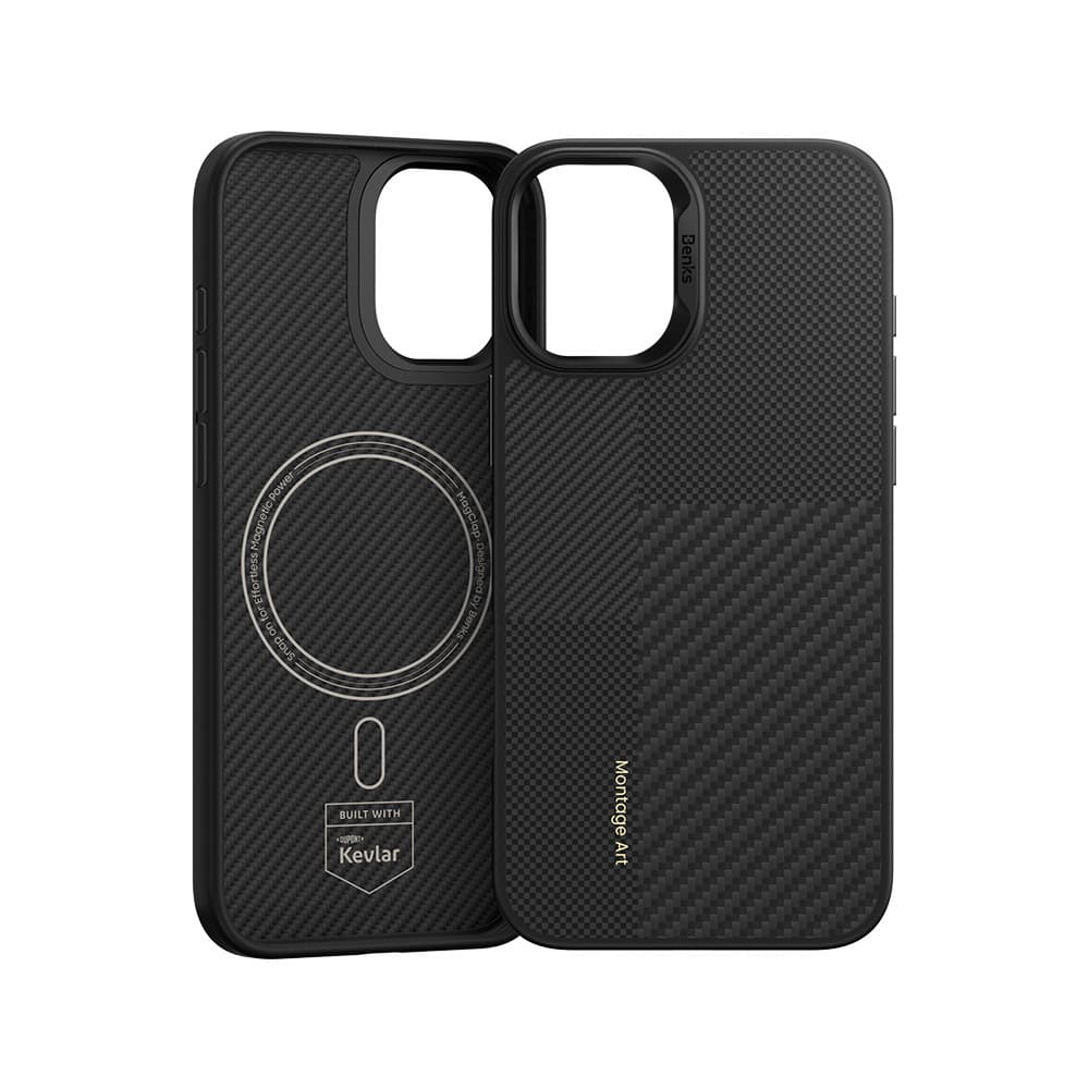 Zadní kryt Benks Montage Magnetic Armor Air Kevlar Metal Frame 600D pro iPhone 16 černý - náhled 2