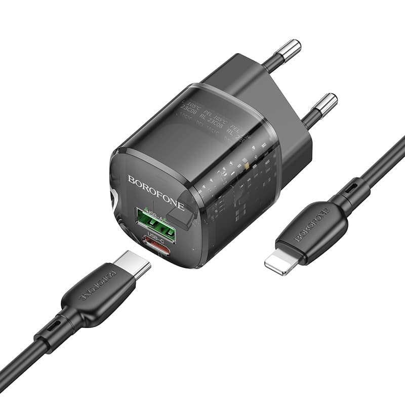 Rychlonabíječka Borofone BN17 Sunlight + datový kabel Lightning Dual 20W černá - náhled 2