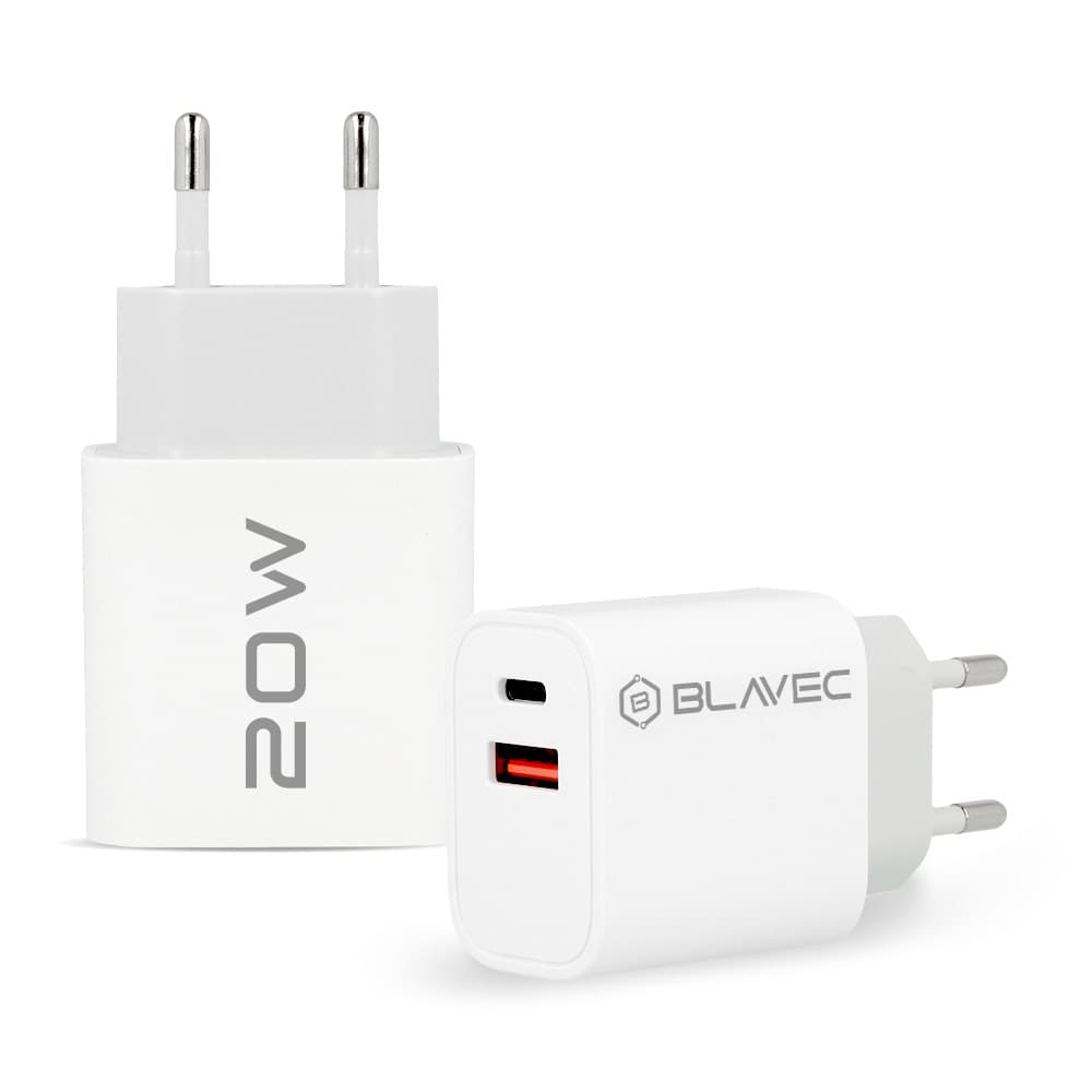 Rychlonabíječka Blavec BC2 s USB-C datovým kabelem Dual 20W (TCBC2-UCW20+CC) bílá - náhled 2
