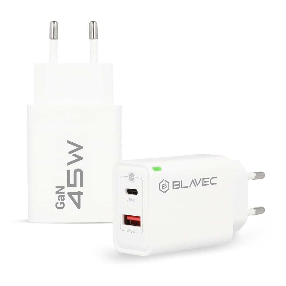Adaptér Blavec BC5 GaN s funkcí rychlonabíjení 45W 3A (TCBC5G-UCW453A) bílý - náhled 2