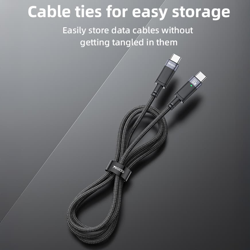 Datový kabel Yesido CA160 Braided USB-C - USB-C PD 60W 1,2m černý - náhled 2