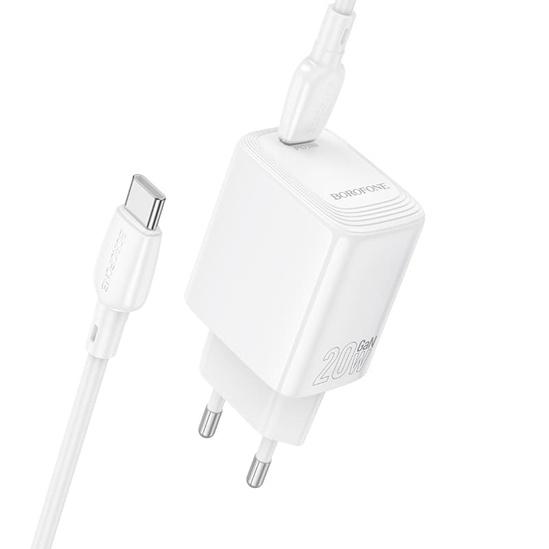 Rychlonabíječka Borofone BN26 Fuente s datovým kabelem USB-C 20W bílá - náhled 2