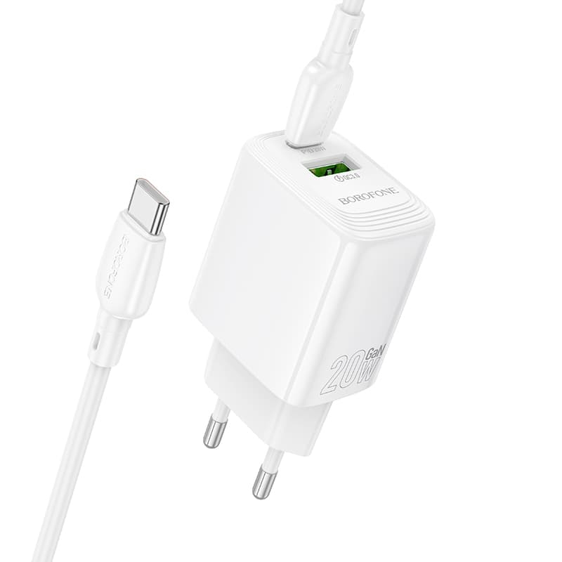 Rychlonabíječka Borofone BN27 Fuente s datovým kabelem USB-C 20W Dual bílá - náhled 2
