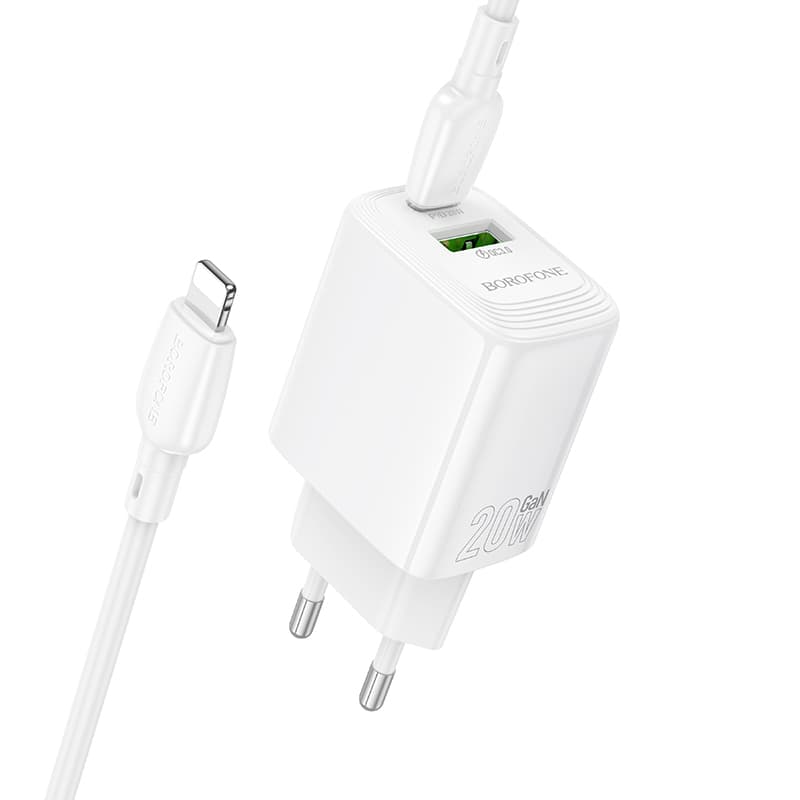 Rychlonabíječka Borofone BN27 Fuente s datovým kabelem Lightning 20W Dual bílá - náhled 2
