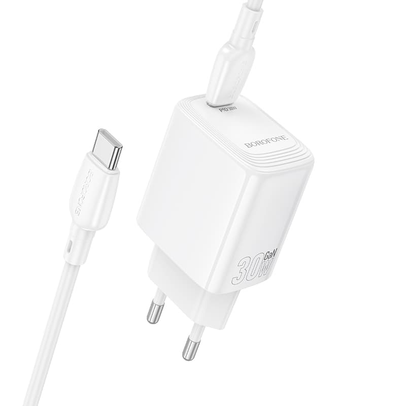 Rychlonabíječka Borofone BN28 Fuente s datovým kabelem USB-C 30W bílá - náhled 2