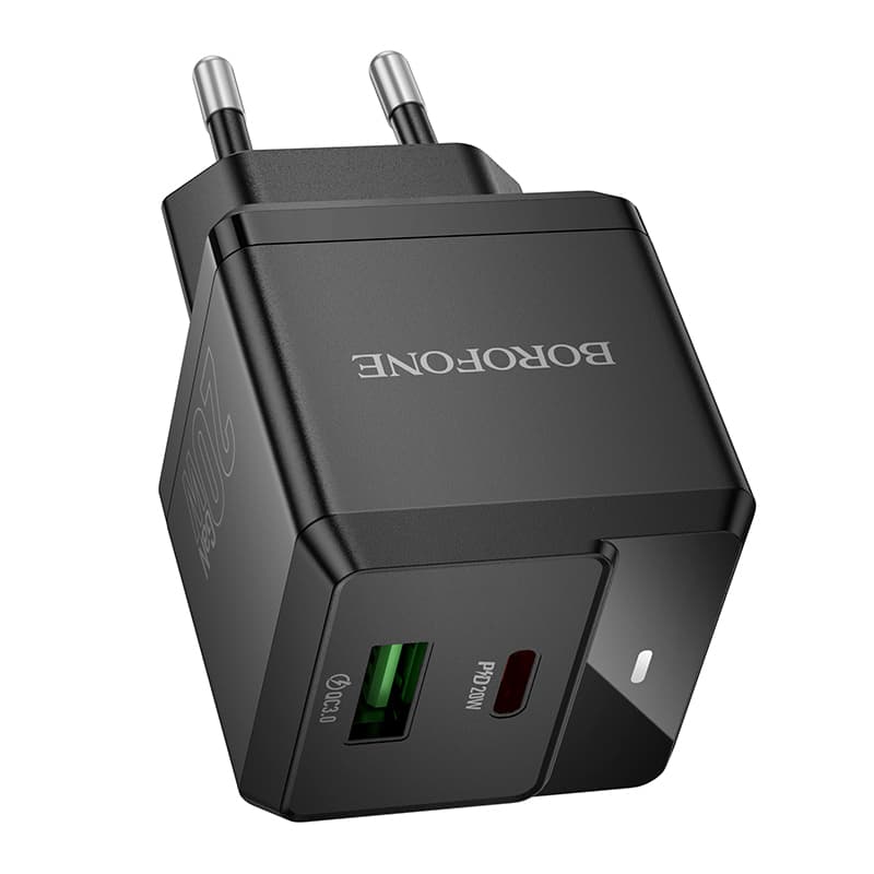 Adaptér Borofone BN19 Intenso GaN s funkcí rychlonabíjení PD 20W QC 3.0 3A černý - náhled 2
