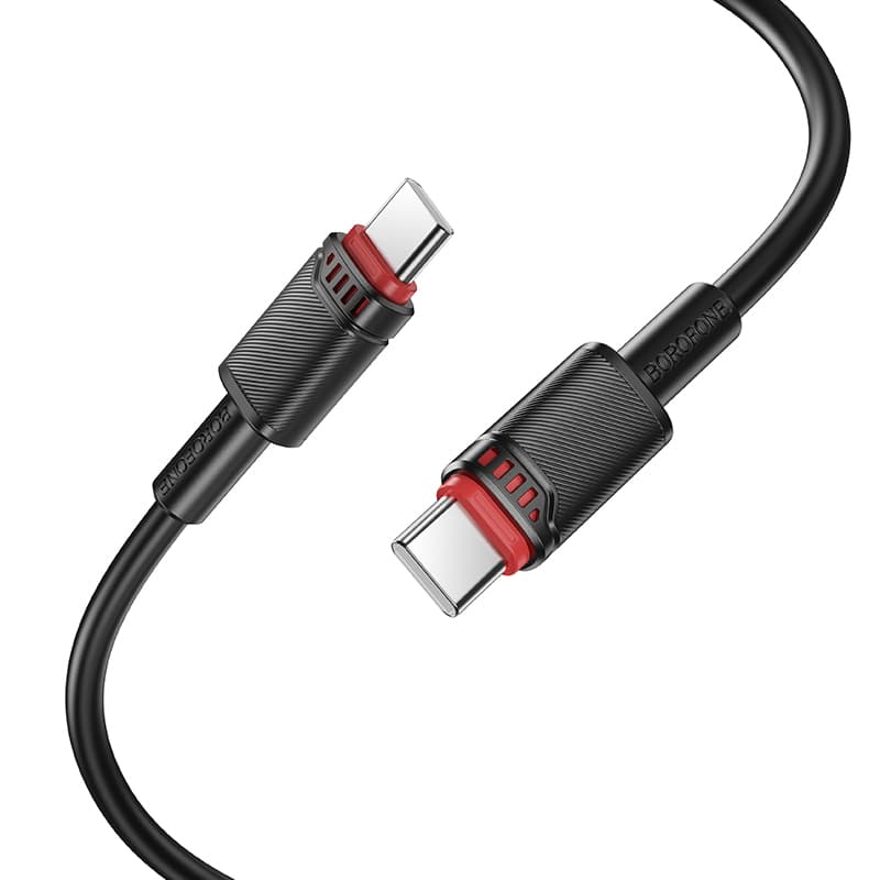 Datový kabel Borofone BX110 Beneficio USB-C - USB-C 60W 3A 1m černý - náhled 2