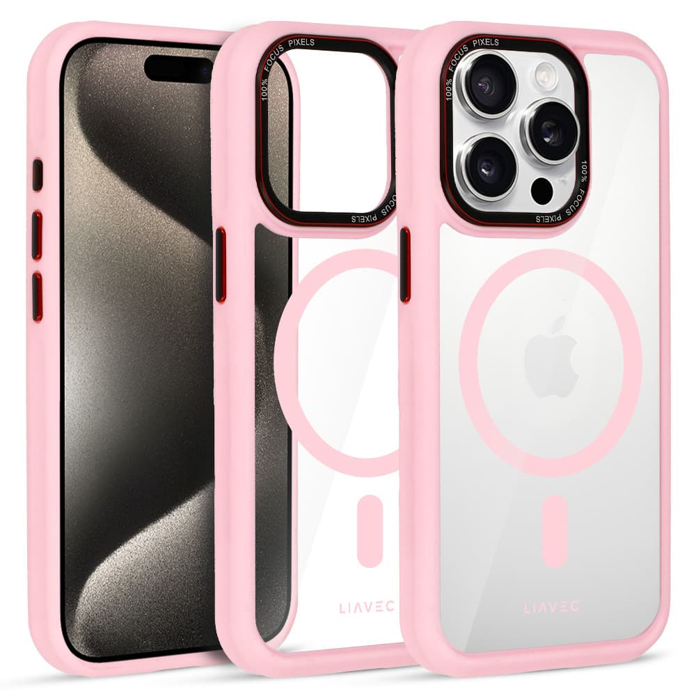 Zadní kryt Liavec Hybrid Magsafe Clear pro iPhone 15 Pro Max light pink - náhled 2