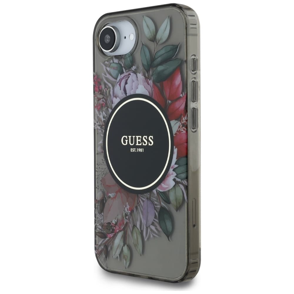 Zadní kryt GUESS IML Flowers MagSafe pro iPhone 16e black - náhled 2