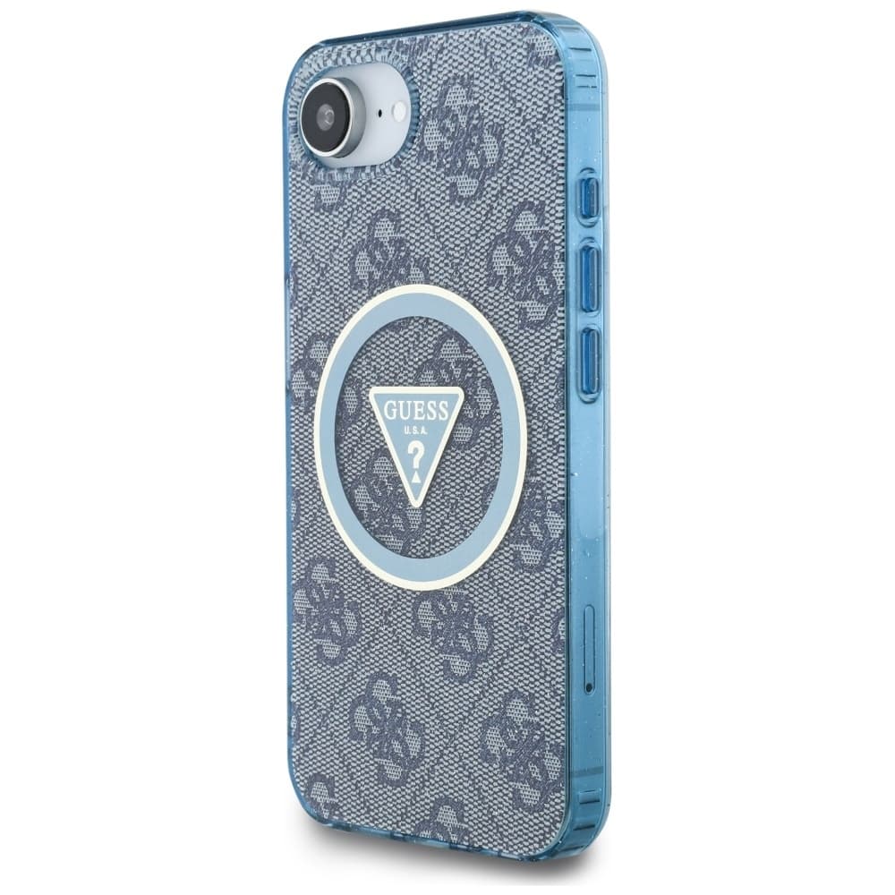 Zadní kryt GUESS IML Metal Glitter 4G Circle Triangle MagSafe pro iPhone 16e blue - náhled 2